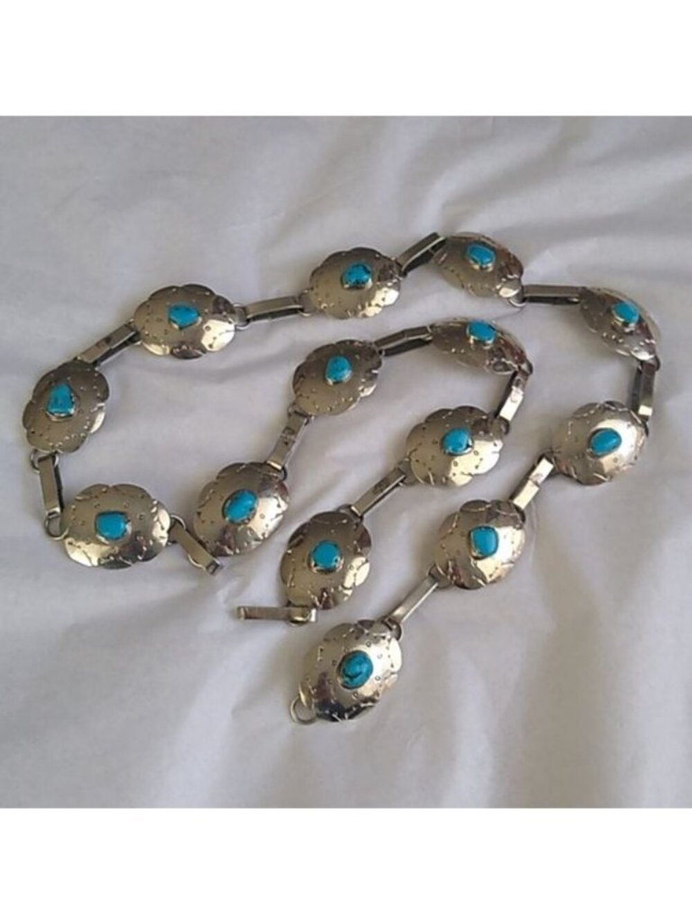 Vintage Sterling Silver Turquoise Concho Belt STERMEX 39" - Picture 3 of 10